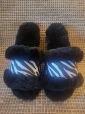 EMU Australia Sheepskin Slippers Black Zebra Print - EUR 38 / UK 5