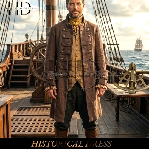 Handmade wool pirate coat - wool,