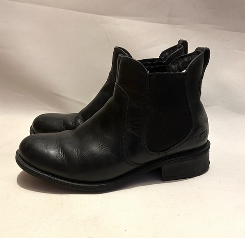 Ugg black leather chelsea - black,