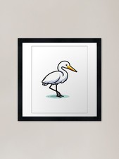 A graceful white heron with a