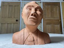 Vintage Clay Man's Head Face Bust Sculpture Unique  Original One of A Kind Art