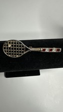 GOLDTONE TENNIS RAQUET BROOCH