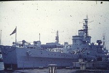Photographic slide of portrait of HMS Sheffield amateur photography