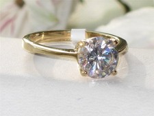 Ladies gold ring solitaire 1.50 carat cz steel 18kt cubic engagement new 1405