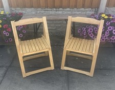 TWO WOODEN FOLDING CHAIRS MID CENTURY STYLE GARDEN PATIO PARTIES ETC