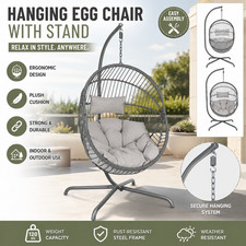 Grey hanging egg chair rattan - egg,