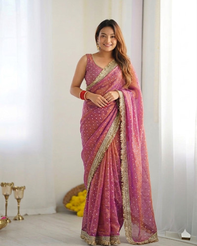 Shimmer organza silk saree - silk,