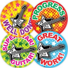 144 guitar star stickers - guitar,