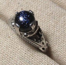 925 silver everyday BLUE SANDSTONE stone ring UK Q½/UK 8.25. Gift bag,