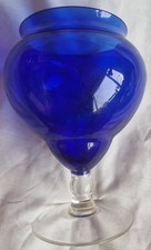 Cobalt blue glass gobet or apothecary jar 1960s Japanese glass