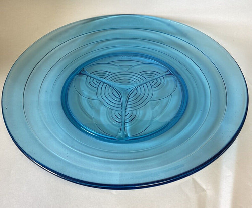 Turquoise glass platter large - glass,