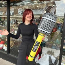 HUGE INFLATABLE MICROPHONE ASSORTED COLOURS FANCY DRESS PARTY PROP FUN