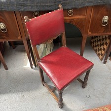 Vintage Oak Red Leather Hall