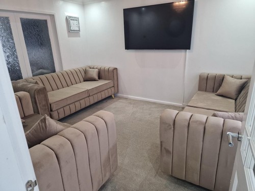 Brown suede 3pc sofa - suede,