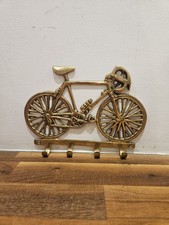 Vintage Solid Brass Bicycle Push Bike Key Holder with 4 Hooks Wall Mountable