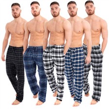 Mens Pyjamas Lounge Pants Cotton Flannel Bottoms Trouser Nightwear PJs Sleepwear