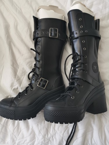 Black heeled knee high - black,
