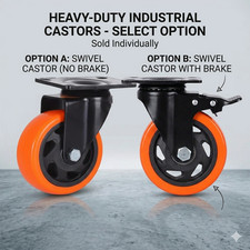 1x SWIVEL ORANGE PU CASTOR