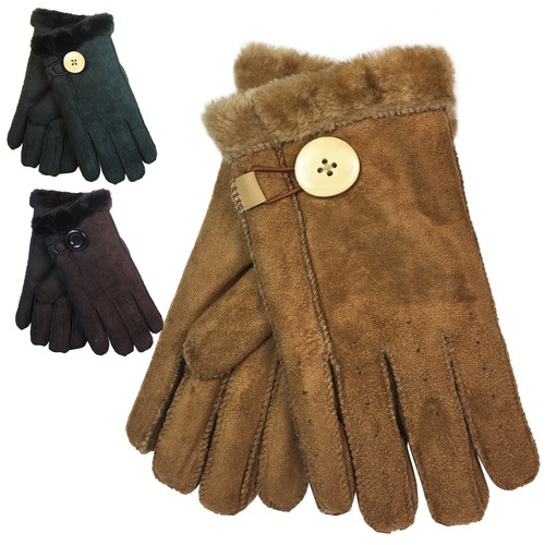 Faux sheepskin mittens - sheepskin,