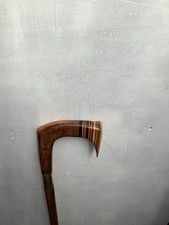 Unique Oak And Multi Hardwood Laminated   Cardigan type Handled Walking Stick.