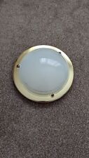Flush Ceiling Light Round Brass And White Glass dome