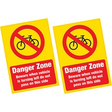 2 x Danger Zone Cyclist Beware