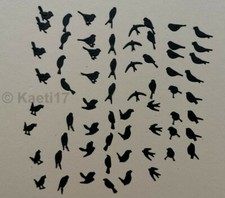 Tiny mixed black birds cardstock 64 die cuts set birthday vintage birdcage pets 