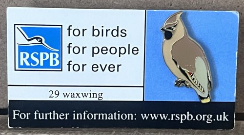 Rspb waxwing pin - waxwing, badge
