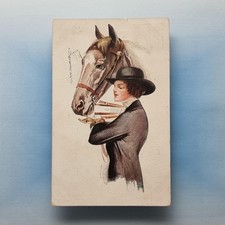 Glamour Postcard 1910 Beaytiful Woman Feeding Horse Court Barber