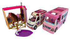 Barbie DreamCamper RV Van Playset Truck Boat Toy Set - F7 O418