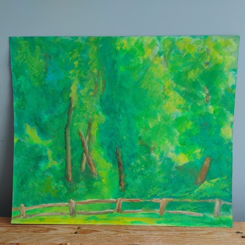 Original gouache park scene - original,