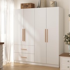 White 4-Door Wardrobe Armoire