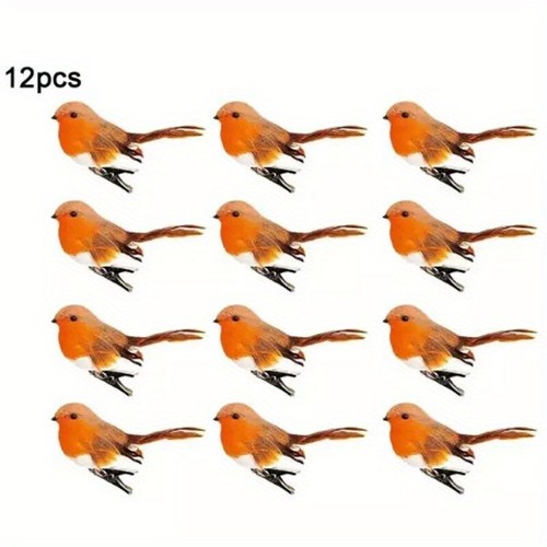 12x clip christmas robins - 12x,