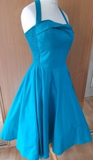 Trashy Diva Full Circle Teal Jade Green Halter Dress 12 1950s Pin Up Rockabilly