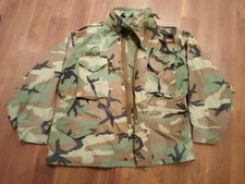 US Army M65 Cold Weather Field Jacket Vintage Woodland Camo Pattern Large/Short
