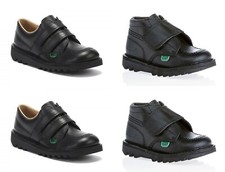 Kids Kickers Kick Lo Hi Black Boots New Infants Leather Shoes Strap Sale 7-12