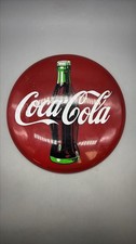 Vintage Coca-Cola Red Round Metal Sign with Bottle Logo - Classic Collectible
