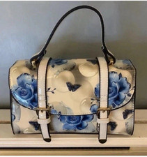 White Blue Small Bag Blue Floral With Butterfly Pattern Brand New Unboxed