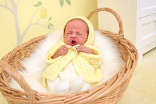 Hand-Knitted Pram Set~Lemon
