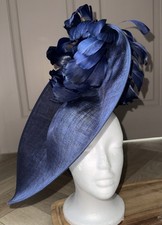 Navy Sinamay Sloped Fascinator