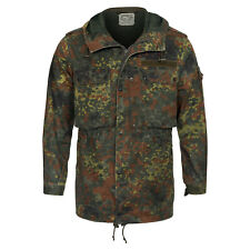 German Parka Original Army Military Hooded Jacket Field Flecktarn Camo Used