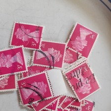 80 x  3p GB Stamps - Bright Magenta - Used Franked - Off Paper