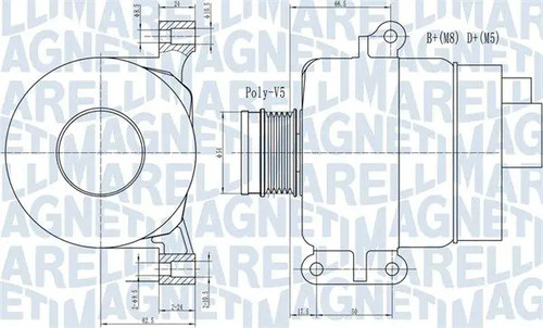 Alternator with belt - , pulley
