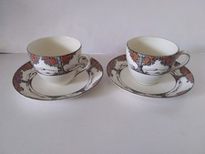 2x 1920s CROWN DUCAL ORANGE TREE CUPS & SAUCERS A1211 - EXCELLENT CONDITION 