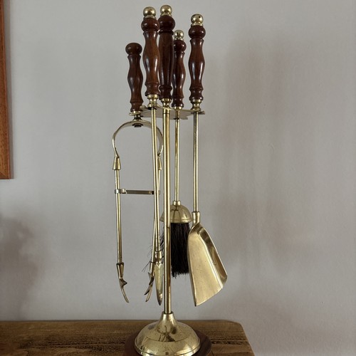 Vintage brass wood fireplace - &,