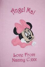 Disney Baby Minnie Mouse Luxury Personalised Applique Super Soft Fleece Blanket 