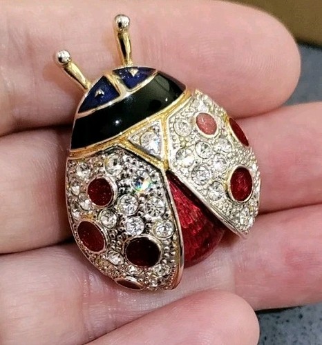 Vintage rhinestone ladybug - vintage,