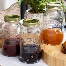 Set of 3 Large 1 Litre Kilner Preserve Jars Jam Canning Pickle Conserve Storage