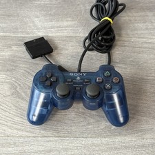Official Genuine Sony Dual Shock 2 PS2 Controller Clear Ocean Blue Translucent