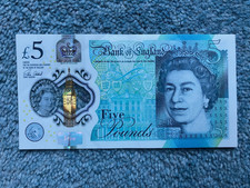 £5 Note Serial Number AA37 New Polymer Five Pound Note